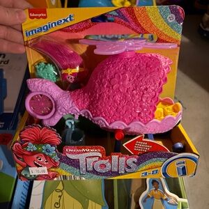 Nwt Fisher-Price Imaginext Trolls Pink Helicopter Toy